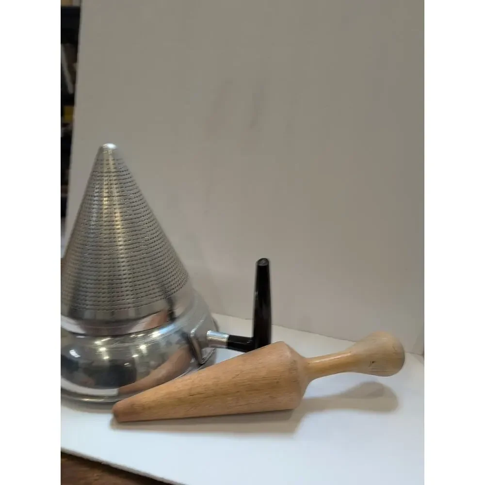 Vintage Cone Colander Strainer Sieve Aluminum With Wood Pestle Vintage